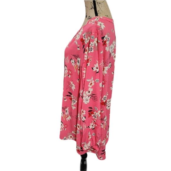 Tahari Tonal Pink Cherry Blossom V-Neck Blouse‎ Plus Size 3X New! - Picture 3 of 8